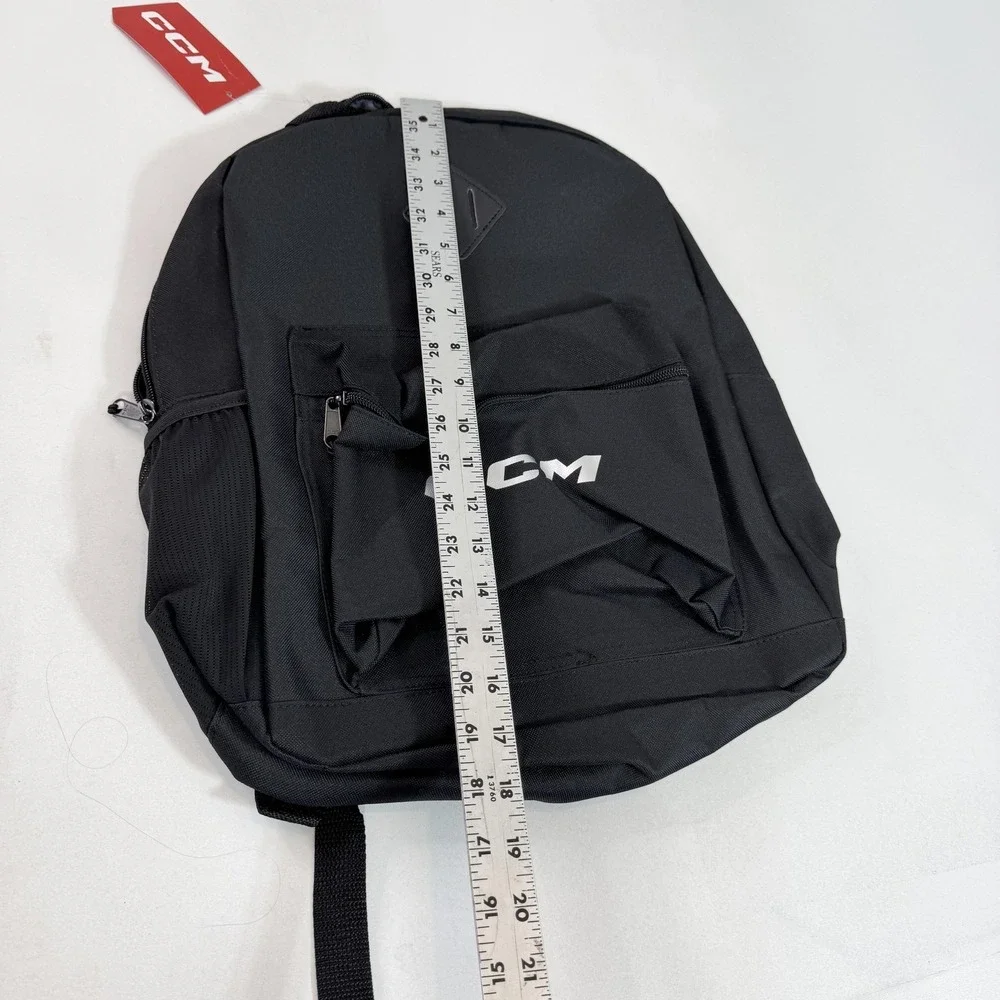 CCM Black 18in Backpack Water Bottle Pocket Adjustable Straps Hockey Gear Bag